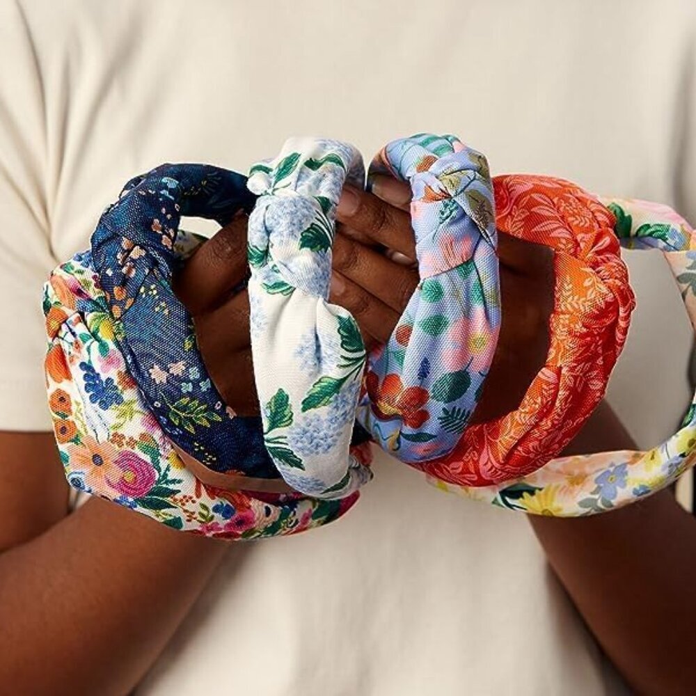 Garden Party Knotted Headband, Bright Floral Pattern, Design Printed Fabric Over - Picture 4 of 4